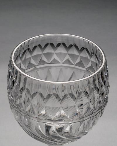 A PAIR OF GEORGE III CUT GLASS URNS COVERS OF EXCEPTIONAL SIZE QUALITY