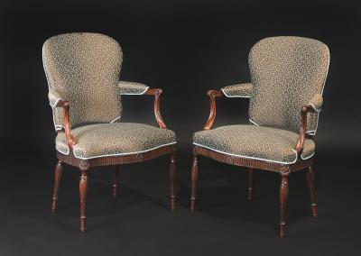 A PAIR OF GEORGE III MAHOGANY ARMCHAIRS