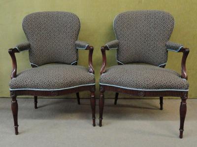 A PAIR OF GEORGE III MAHOGANY ARMCHAIRS