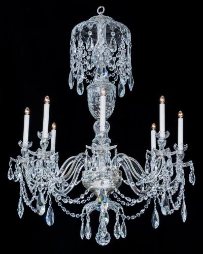 A PAIR OF GEORGE III STYLE CRYSTAL CHANDELIERS