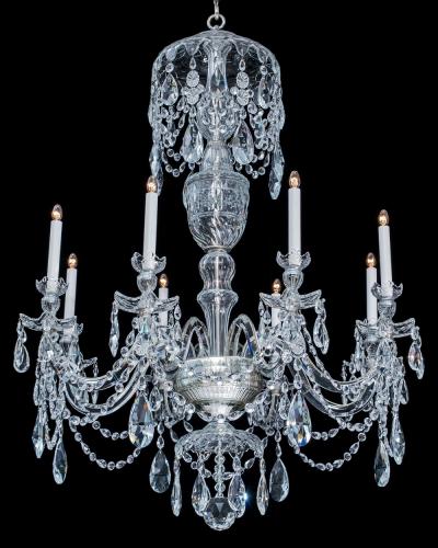 A PAIR OF GEORGE III STYLE CRYSTAL CHANDELIERS