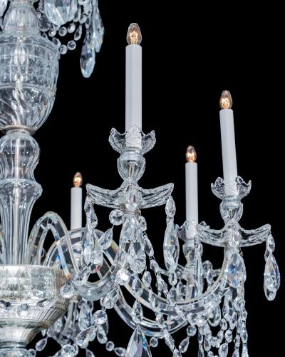 A PAIR OF GEORGE III STYLE CRYSTAL CHANDELIERS
