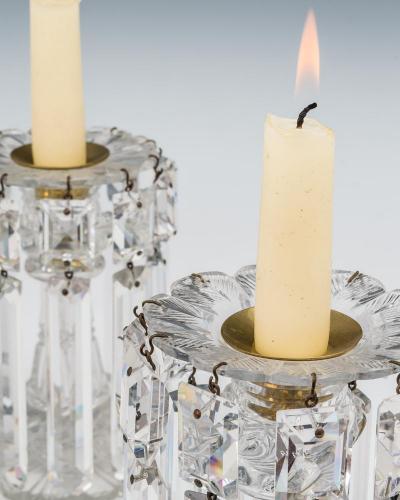 A PAIR OF LATE REGENCY CUT GLASS LUSTRES