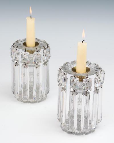 A PAIR OF LATE REGENCY CUT GLASS LUSTRES