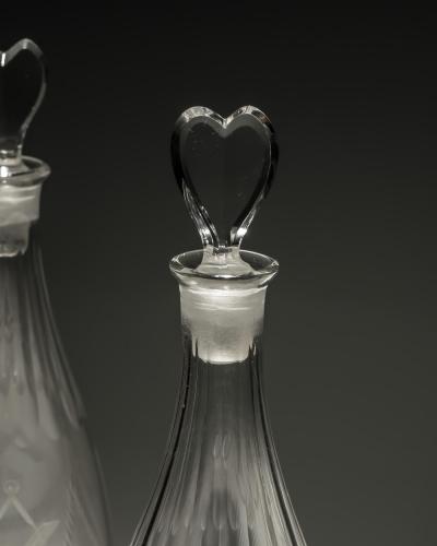 A PAIR OF MASONIC TAPERED DECANTERS