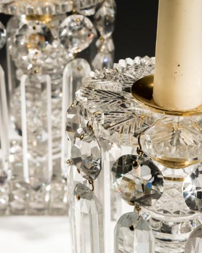 A PAIR OF RECTANGULAR BASE REGENCY LUSTRES