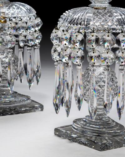 A PAIR OF RECTANGULAR BASE REGENCY LUSTRES