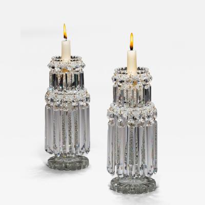 A PAIR OF REGENCY DOUBLE TIER LUSTRES