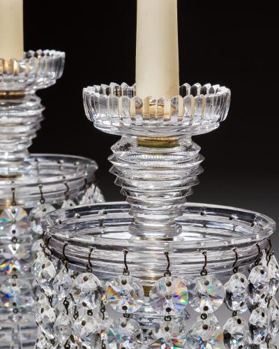 A PAIR OF REGENCY STEP CUT LUSTRES