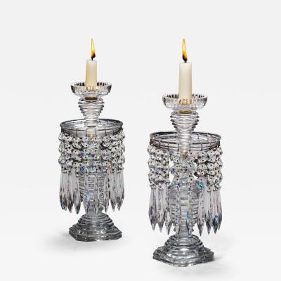 A PAIR OF REGENCY STEP CUT LUSTRES