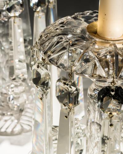 A PAIR OF RICHLY CUT TURNOVER TOP VICTORIAN LUSTRES