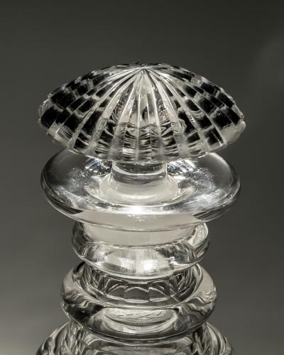 A PAIR OF STRAWBERRY DIAMOND CUT GEORGIAN DECANTERS