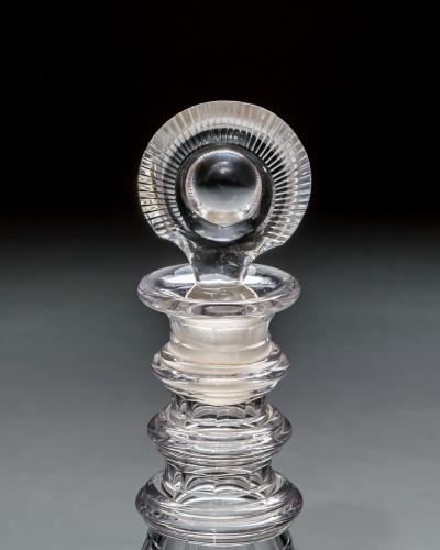 A PAIR OF TRIPLE RING REGENCY DECANTERS