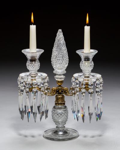 A PAIR OR ORNATE GILT GLASS REGENCY CANDELABRA