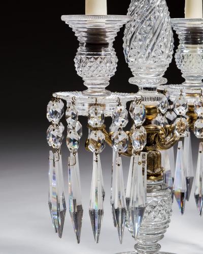 A PAIR OR ORNATE GILT GLASS REGENCY CANDELABRA