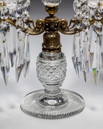 A PAIR OR ORNATE GILT GLASS REGENCY CANDELABRA