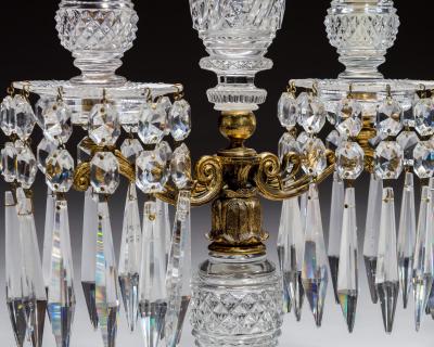 A PAIR OR ORNATE GILT GLASS REGENCY CANDELABRA