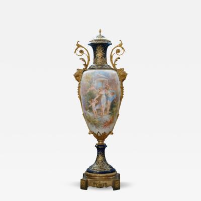 A PALATIAL FRENCH SEVRES STYLE PORCELAIN ORMOLU MOUNTED VASE 19TH CENTURY
