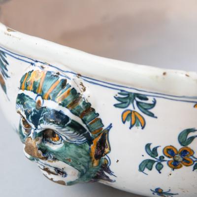 A POLYCHROME 18TH CENTURY FAIENCE BASSIN