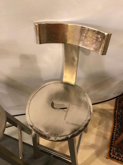 A Pair Of Deco Style Steel Bar Stool