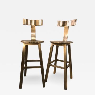 A Pair Of Deco Style Steel Bar Stool
