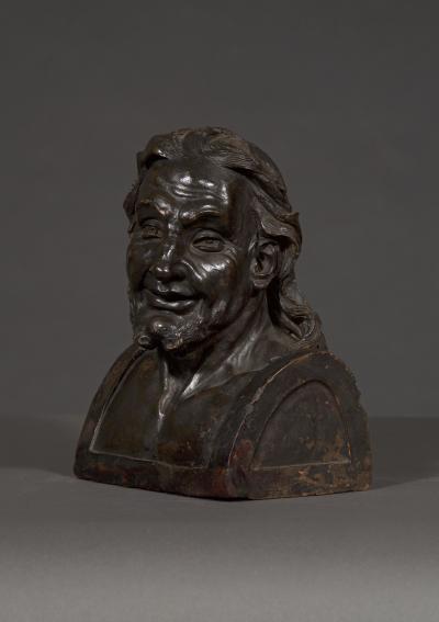 A Pair Of Glazed Terracotta Busts Depicting Two Greek Philosophers