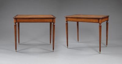 A Pair Of Mahogany And Birds Eye Maple Occasional Tables In The Directoire Taste