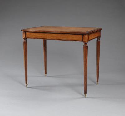 A Pair Of Mahogany And Birds Eye Maple Occasional Tables In The Directoire Taste