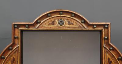 A Pair Of Neo Gothic Oak Walnut And Painted Mirrors Of Interesting Form