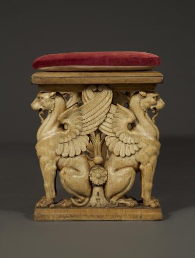 A Pair Of Neoclassical Oak Benches With Well Carved Monopodiae Supports