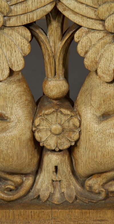 A Pair Of Neoclassical Oak Benches With Well Carved Monopodiae Supports