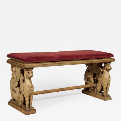 A Pair Of Neoclassical Oak Benches With Well Carved Monopodiae Supports