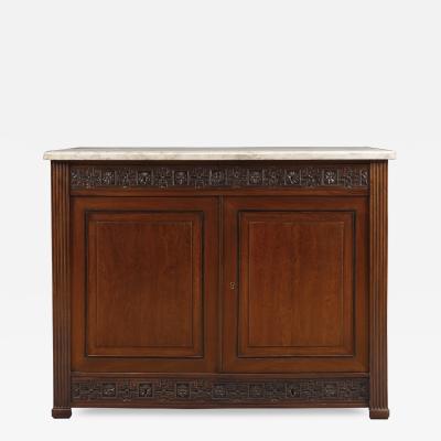 A Pair Of Neoclassical Two Door Cabinets With Marble Tops