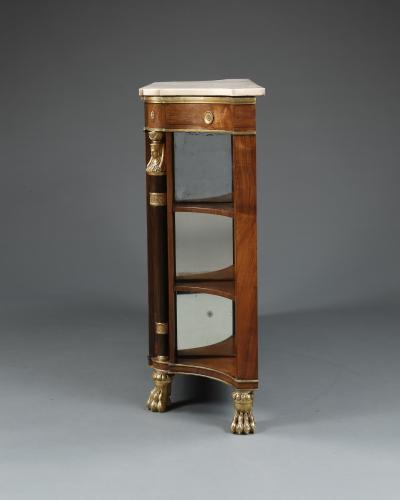 A Pair Of Regency Library Cabinets With Giltwood Detailing And Faux Book Panels