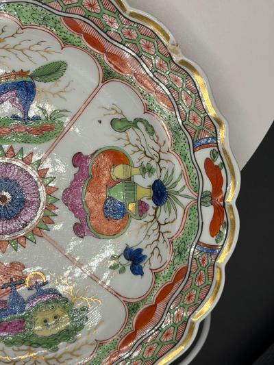 A Pair Of Worcester Dragons in Compartments Porcelain Dishes