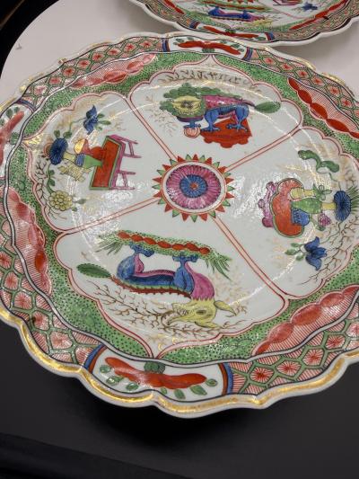 A Pair Of Worcester Dragons in Compartments Porcelain Dishes