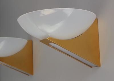 A Pair of 1950s Brass and Lucite Sconces