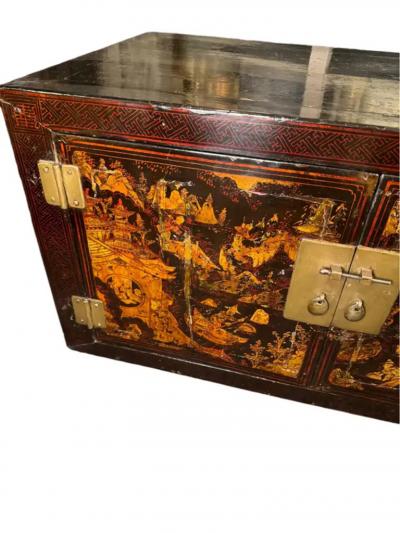 A Pair of 19th Century Black Lacquer Cabinet