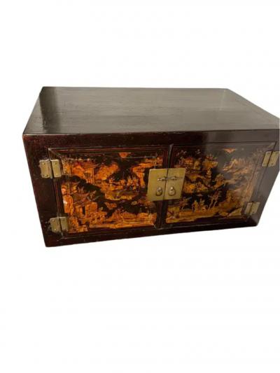 A Pair of 19th Century Black Lacquer Cabinet