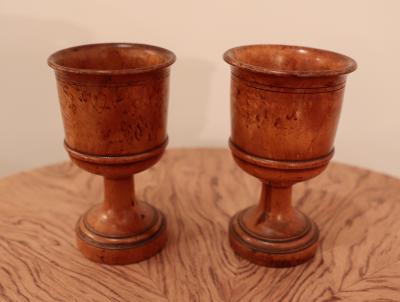 A Pair of 19th Century Burr Elm Goblets