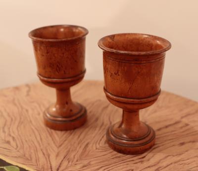 A Pair of 19th Century Burr Elm Goblets