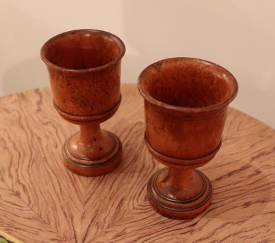 A Pair of 19th Century Burr Elm Goblets