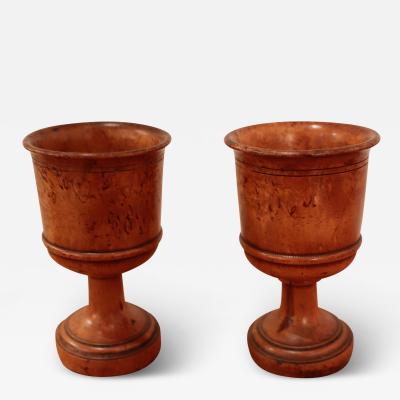 A Pair of 19th Century Burr Elm Goblets