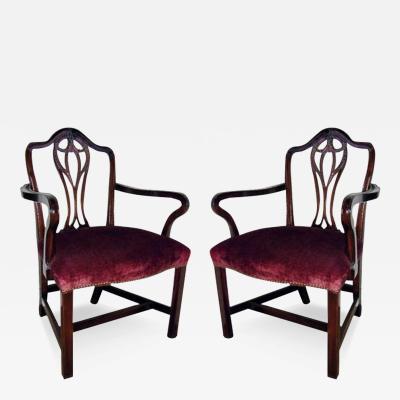 A Pair of 19th Century English Mahogany Chippendale Armchairs