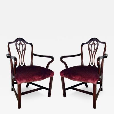 A Pair of 19th Century English Mahogany Chippendale Armchairs