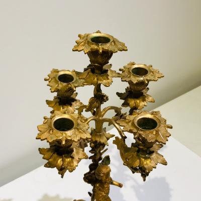 A Pair of 5 Light Candelabrum American c 1850