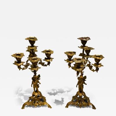 A Pair of 5 Light Candelabrum American c 1850