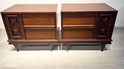 A Pair of American Modern Walnut Night Tables