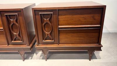 A Pair of American Modern Walnut Night Tables