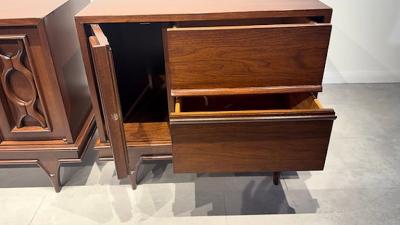 A Pair of American Modern Walnut Night Tables